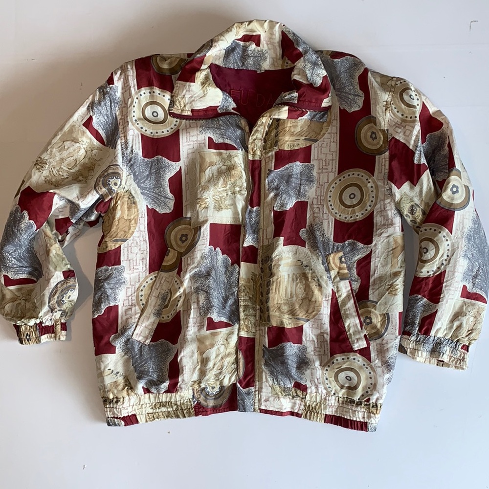 Vintage Fuda International Silk Jacket Size Small Red